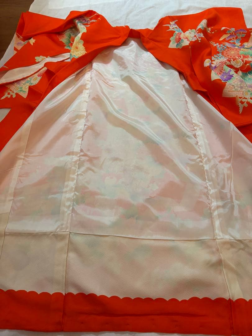 七五三用オレンジ花柄着物