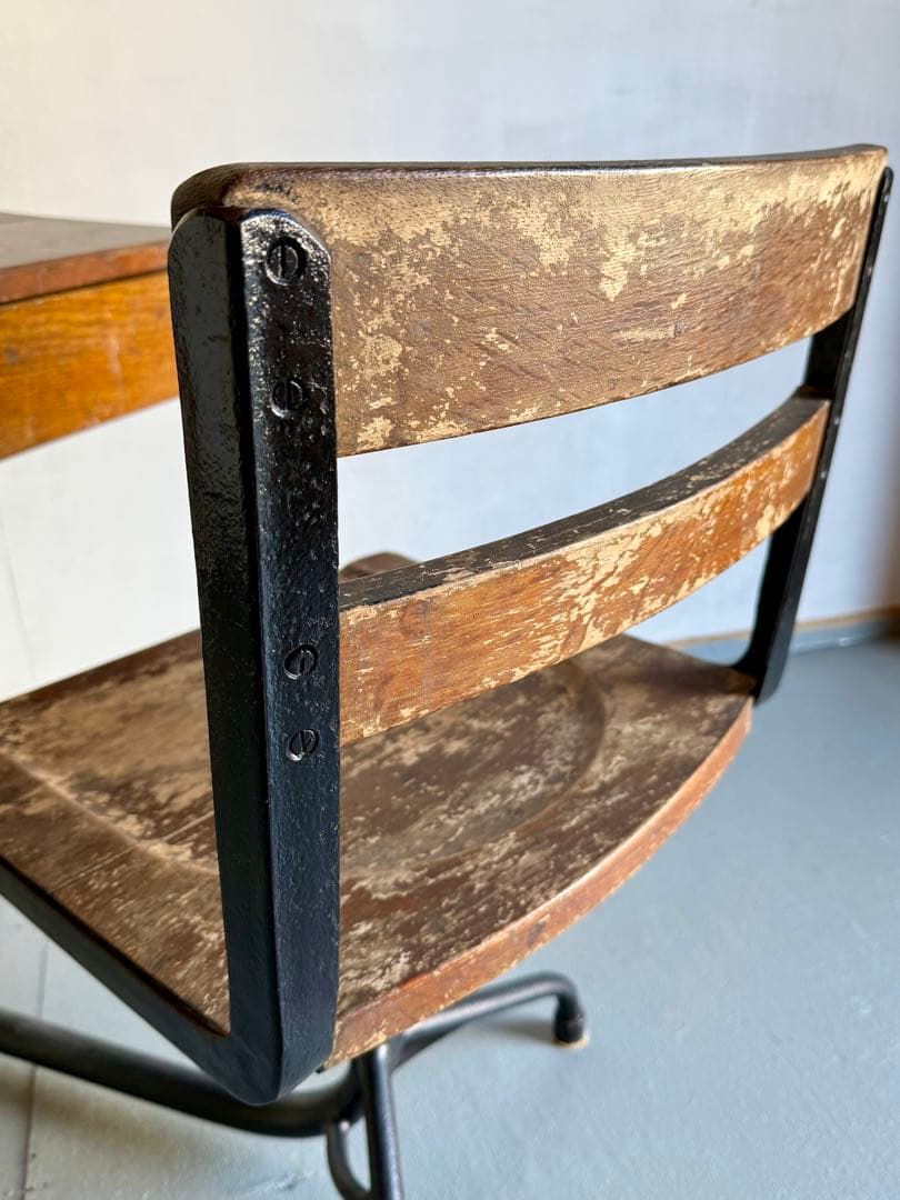 チェア 一体型 スクールデスクチェア アイアンフレーム 学習机 勉強机 学校