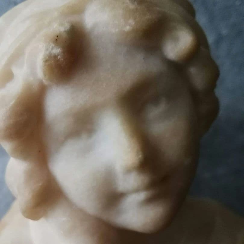 逸品　大理石像　本を読む少年少女像　フランス　1800年代後半　アンティーク