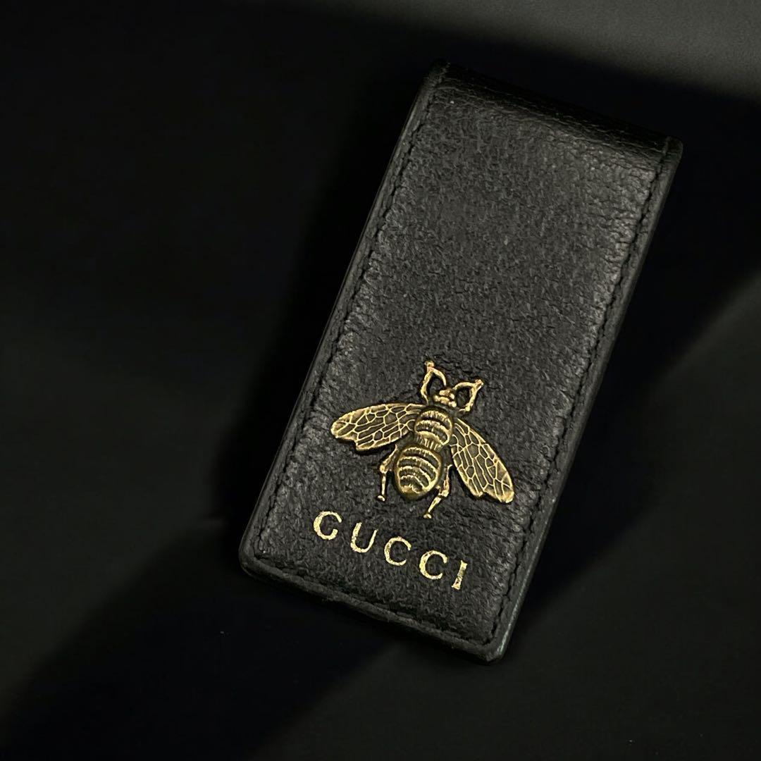 美品　GUCCI グッチ アニマリエ レザー マネークリップ ビー 蜂 ブラック