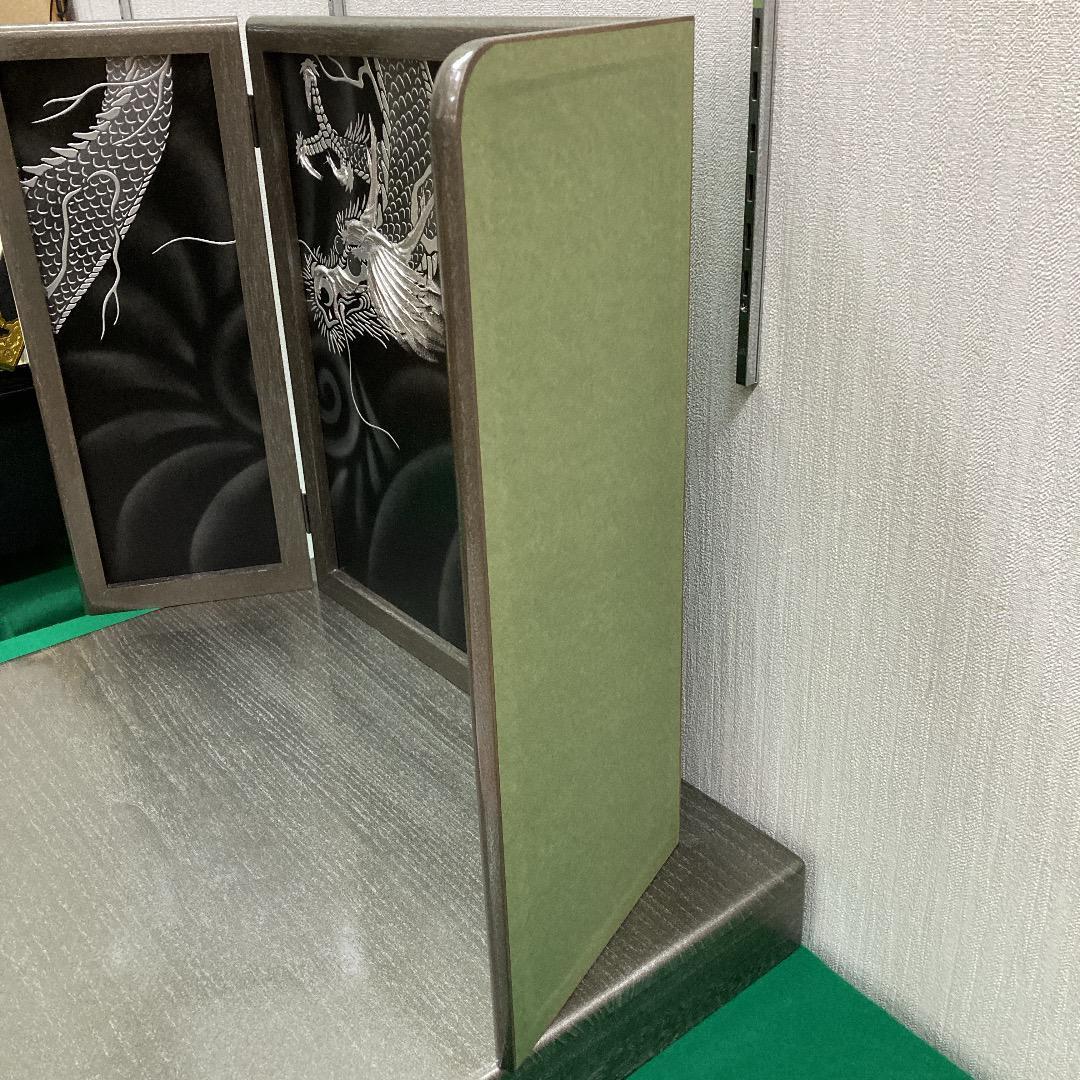 E2 高級桐　銀塗り台巾60㎝位　五月人形台屏風　5月兜台　5月屏風　鎧兜飾り