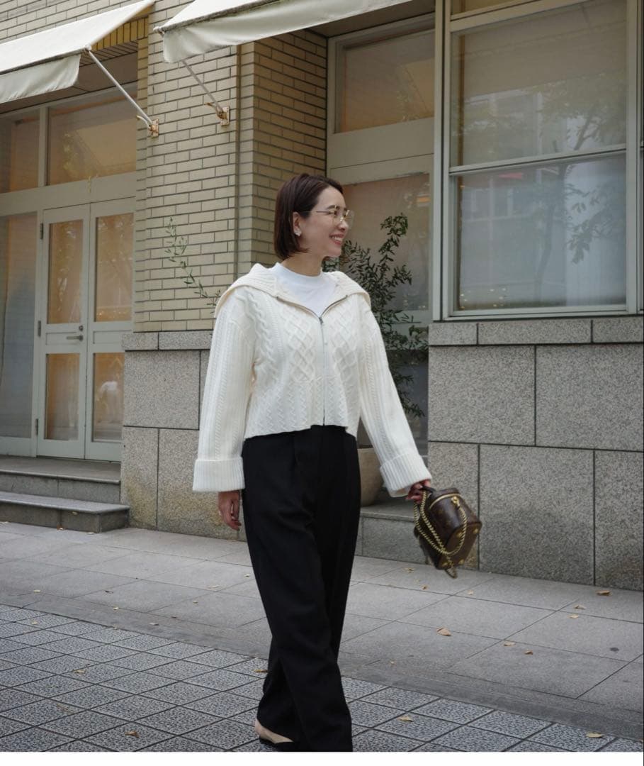 OHGA☆ジップカラーニット　ホワイト