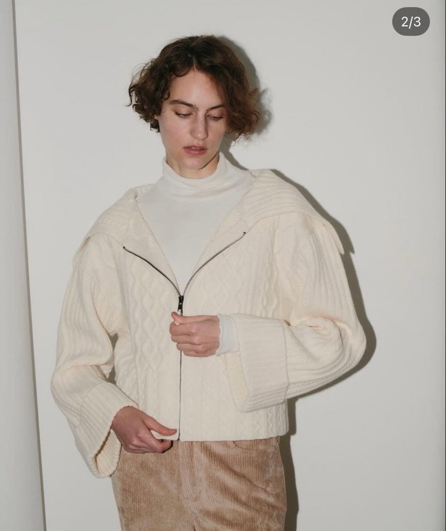 OHGA☆ジップカラーニット　ホワイト