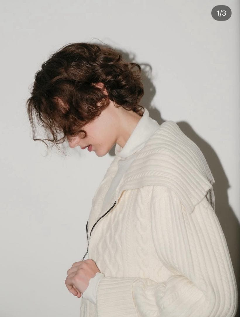 OHGA☆ジップカラーニット　ホワイト