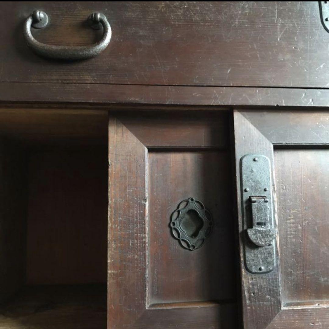 帳場箪笥 タンス 食器 棚 水屋 収納 アンティーク レトロ 古材 引き出し