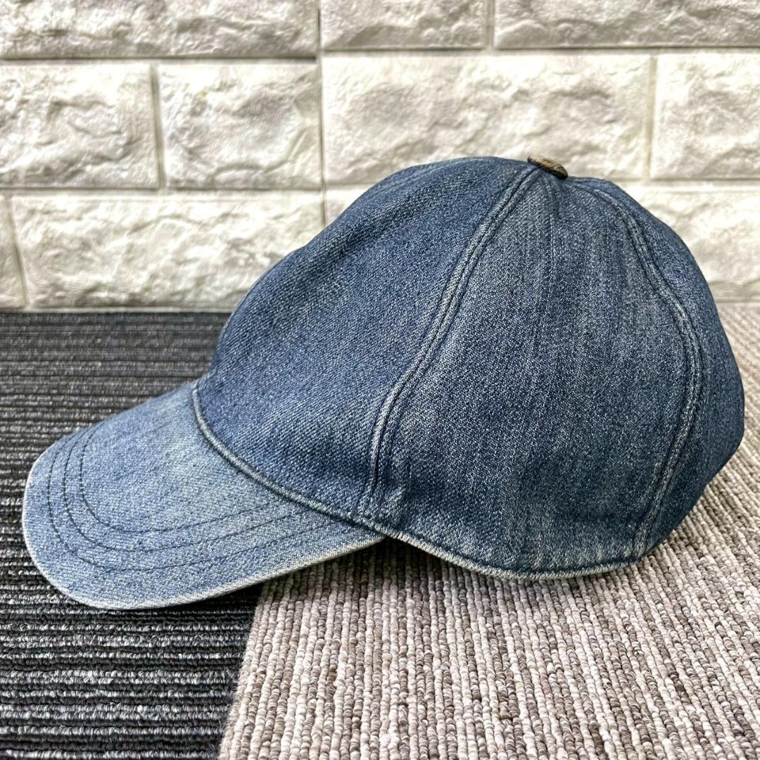 PRADA　プラダ　デニム　キャップ　トライアングルロゴ　プレート　帽子