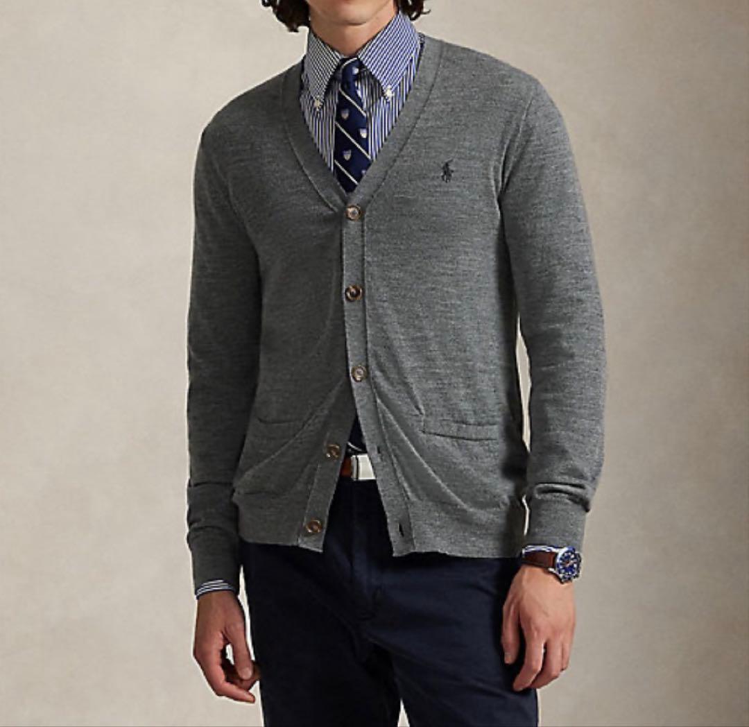 新品タグ付き　ポロラルフローレン　Vネックカーディガン　ウール100% Lサイズ