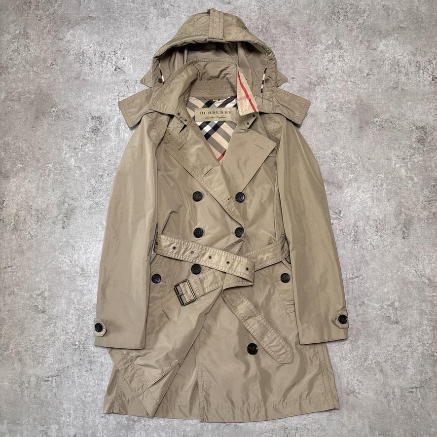 極美品 現行タグ バーバリー 軽量 トレンチコート 42 XL ノバチェック