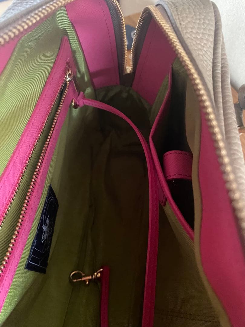 ADMJ トートバッグ レザー トープ系 グレージュ ゴールド金具 美品