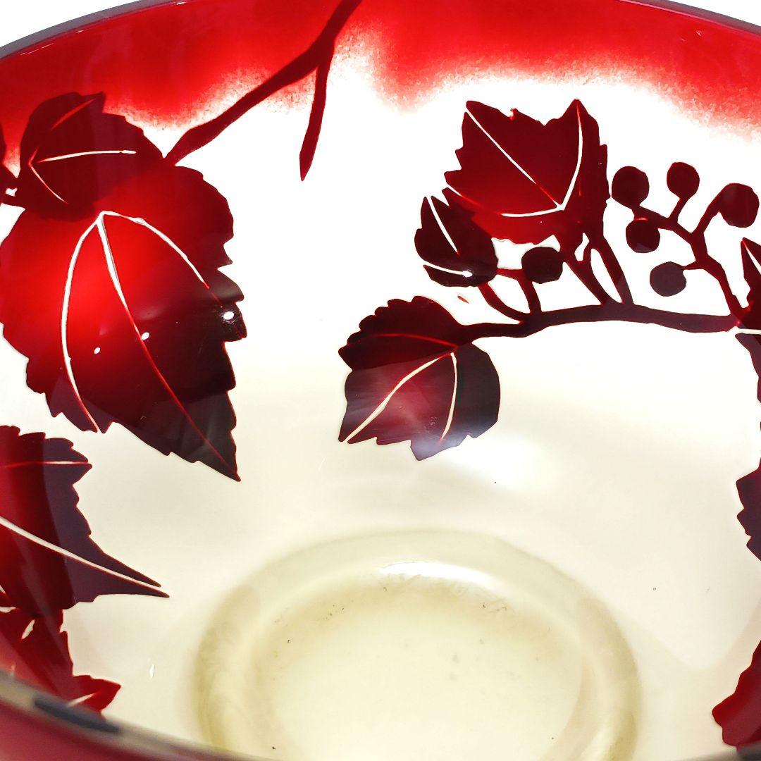 Y3279-2 ガレ風 被せガラス 花文鉢 ボウル 直径12㎝　ten