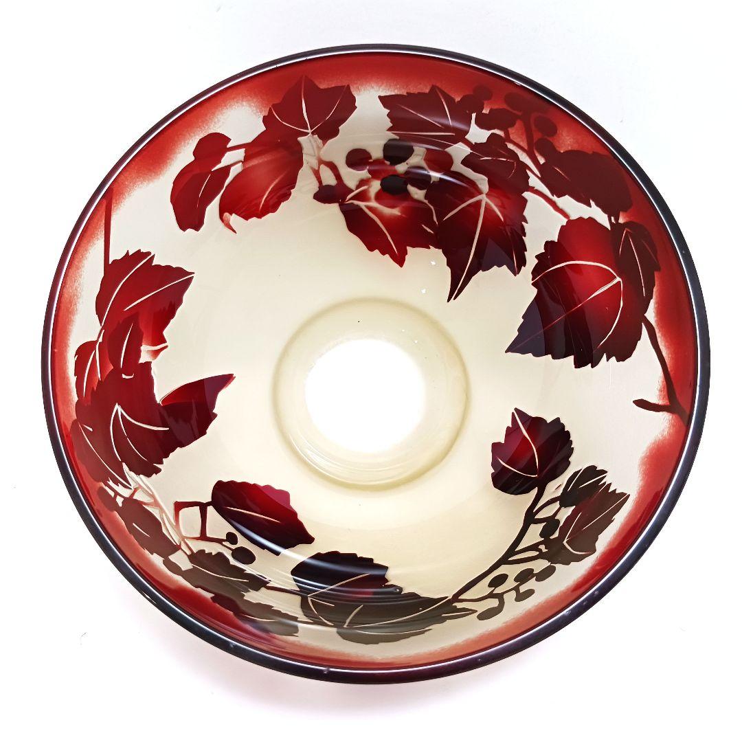 Y3279-2 ガレ風 被せガラス 花文鉢 ボウル 直径12㎝　ten