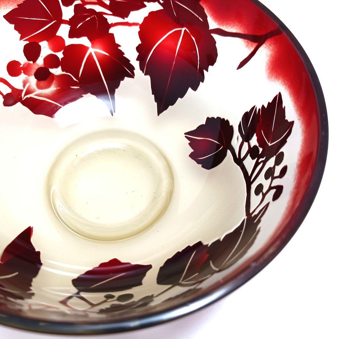 Y3279-2 ガレ風 被せガラス 花文鉢 ボウル 直径12㎝　ten