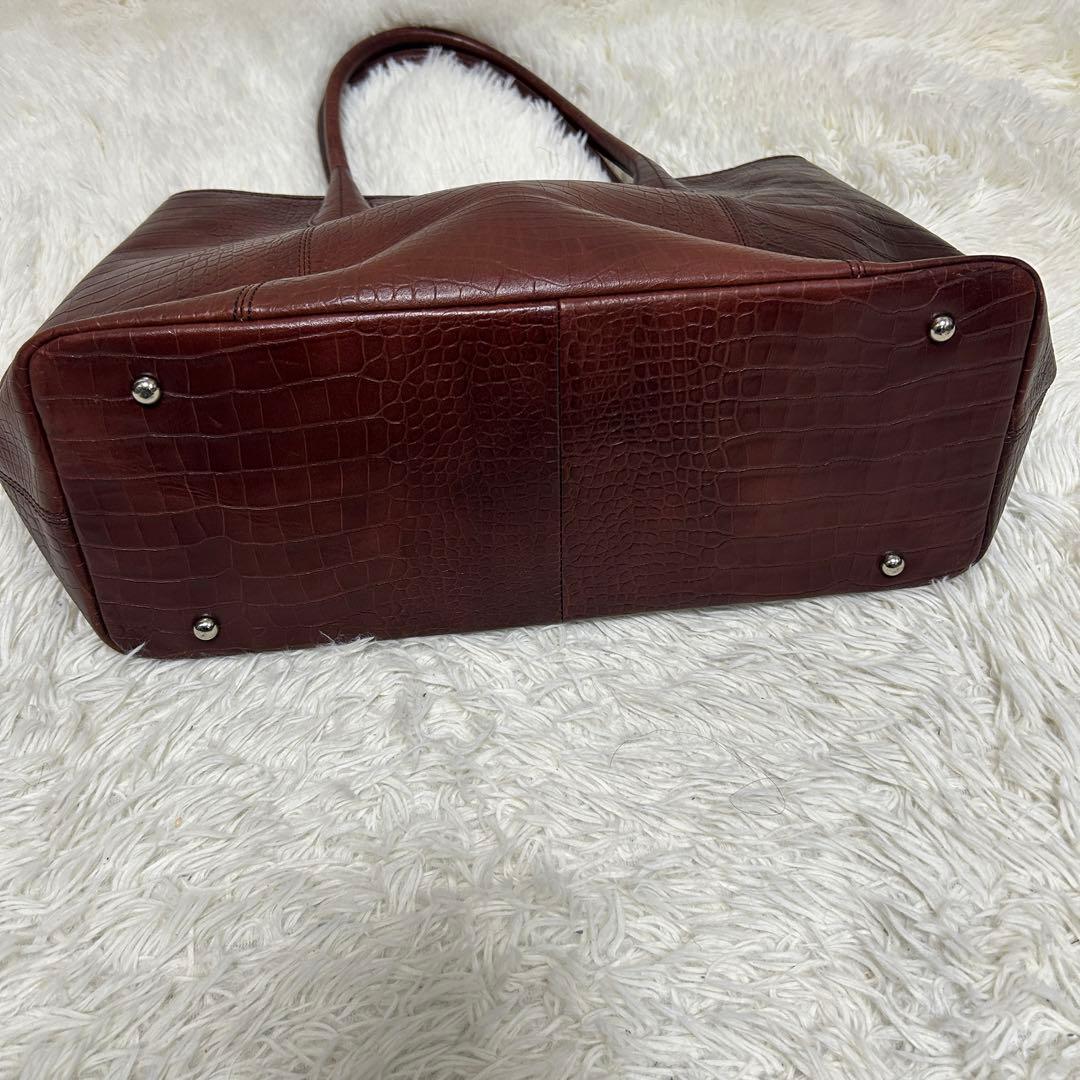 ユナイテッドアローズ　トートバッグ　クロコ型押し　ブラウン