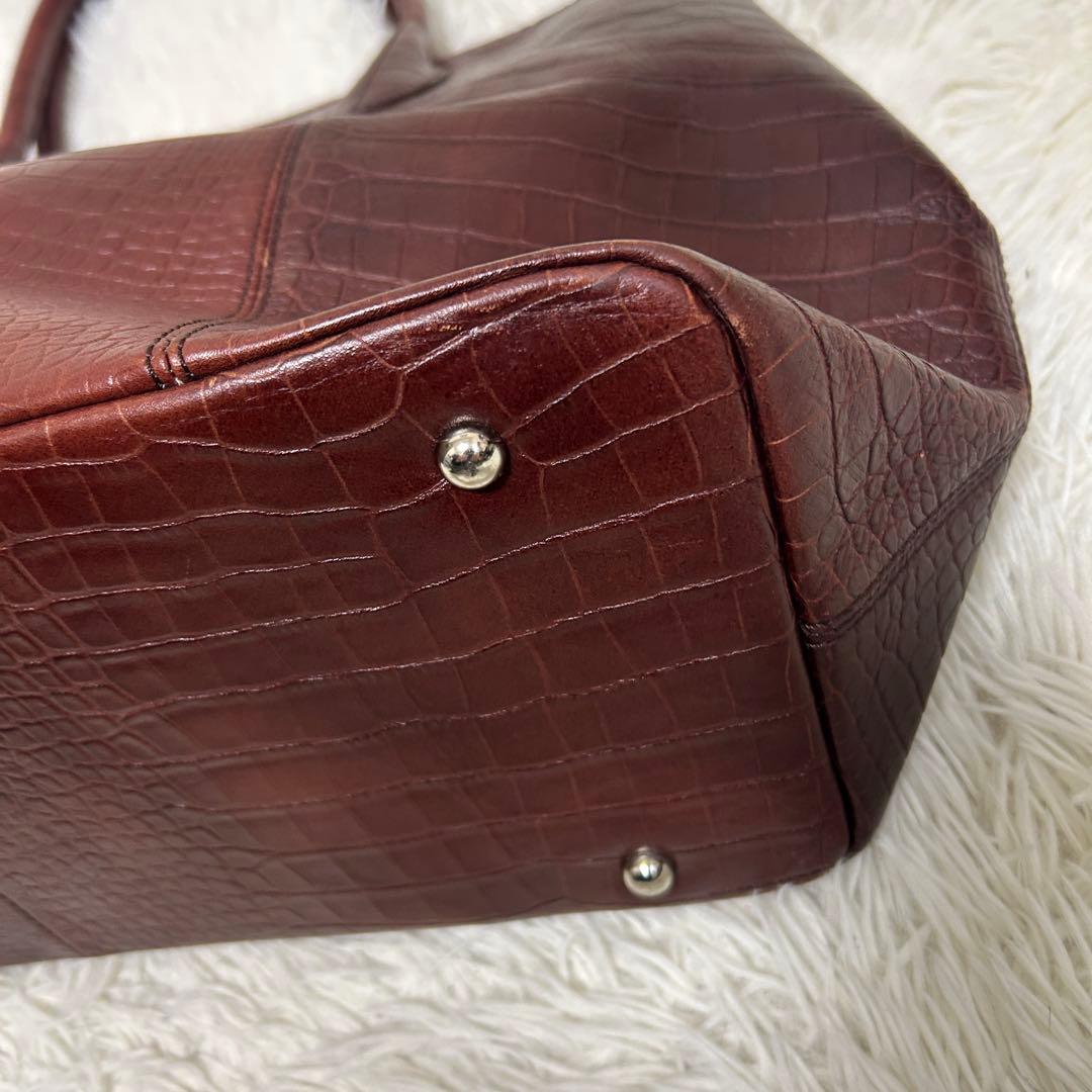 ユナイテッドアローズ　トートバッグ　クロコ型押し　ブラウン