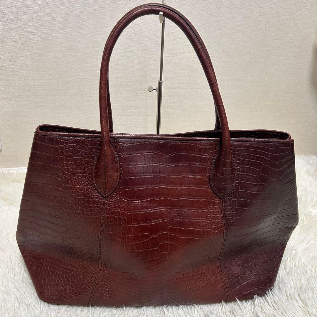 ユナイテッドアローズ　トートバッグ　クロコ型押し　ブラウン