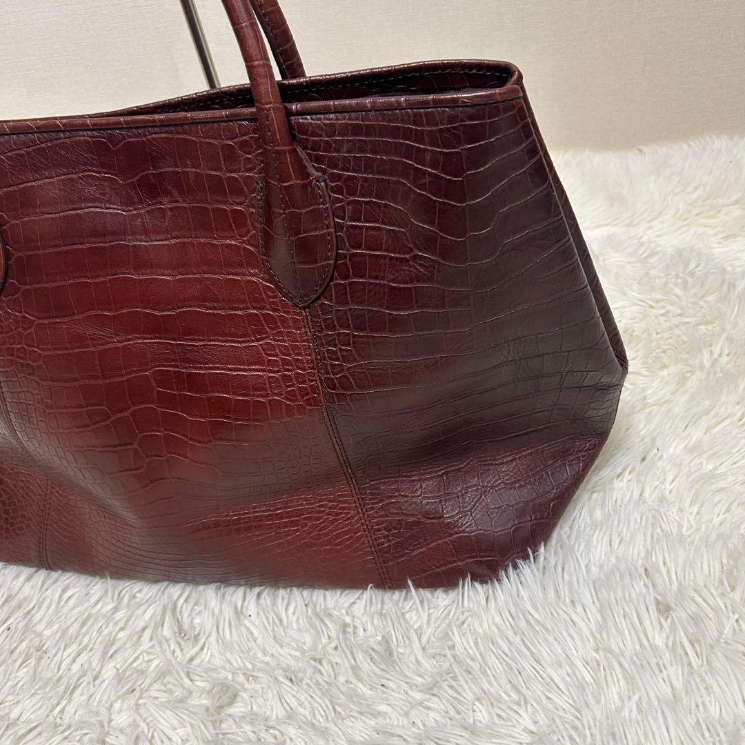 ユナイテッドアローズ　トートバッグ　クロコ型押し　ブラウン