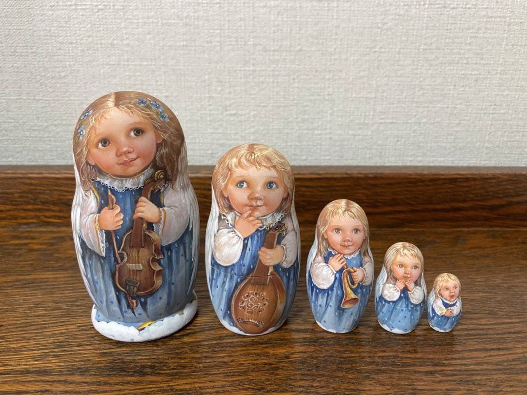ロシア雑貨☆天使マトリョーシカ(5P)H10.5cmリダ工房