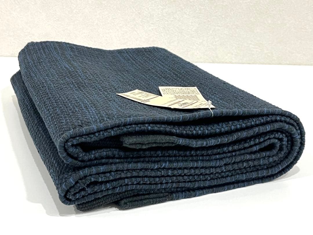 f031 新品　無印良品　オーガニックコットン　手織ラグ　ネイビー✖️2点