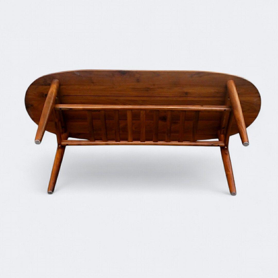 北欧 無垢 オーバル センターテーブル 棚付 コーヒーテーブル