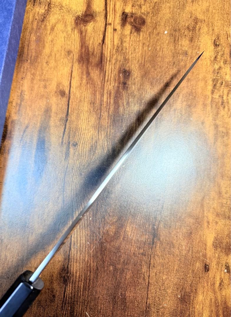 祥太郎作　和牛刀 切付　水本焼 白一鋼 8寸　鏡面　包丁　黒檀水牛八角柄