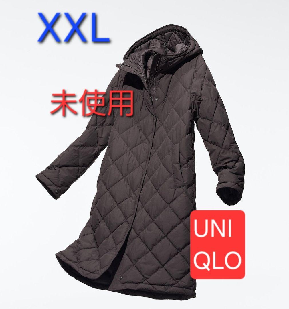 ユニクロパフテックロングコートリラックスフィット　ダークブラウン XXL