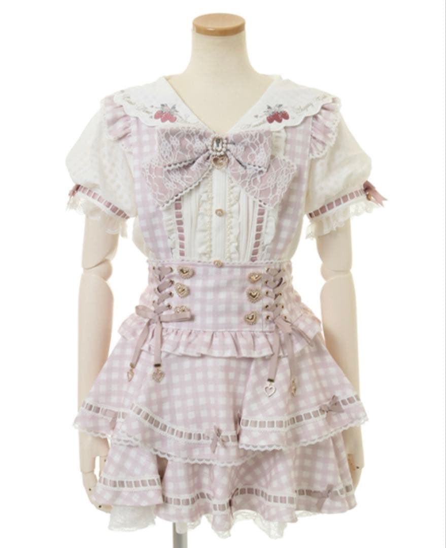 リズリサ LIZLISA はしごリボンギンガムティアードスカパン