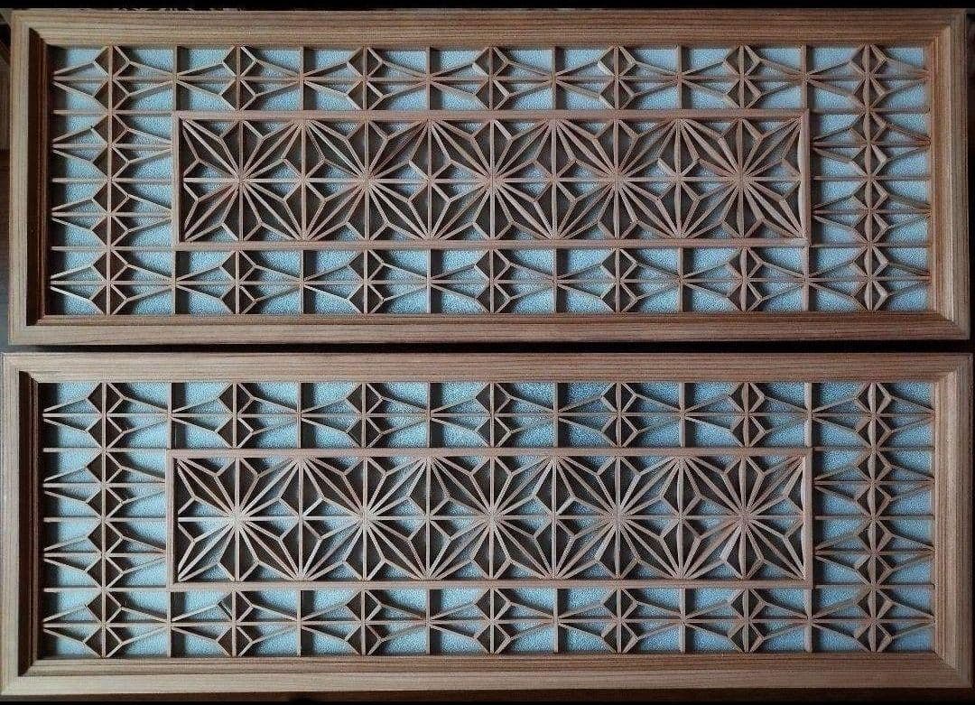 69❣️特価❣️ 麻の葉組子アクリル板入り2枚一組木製額縁