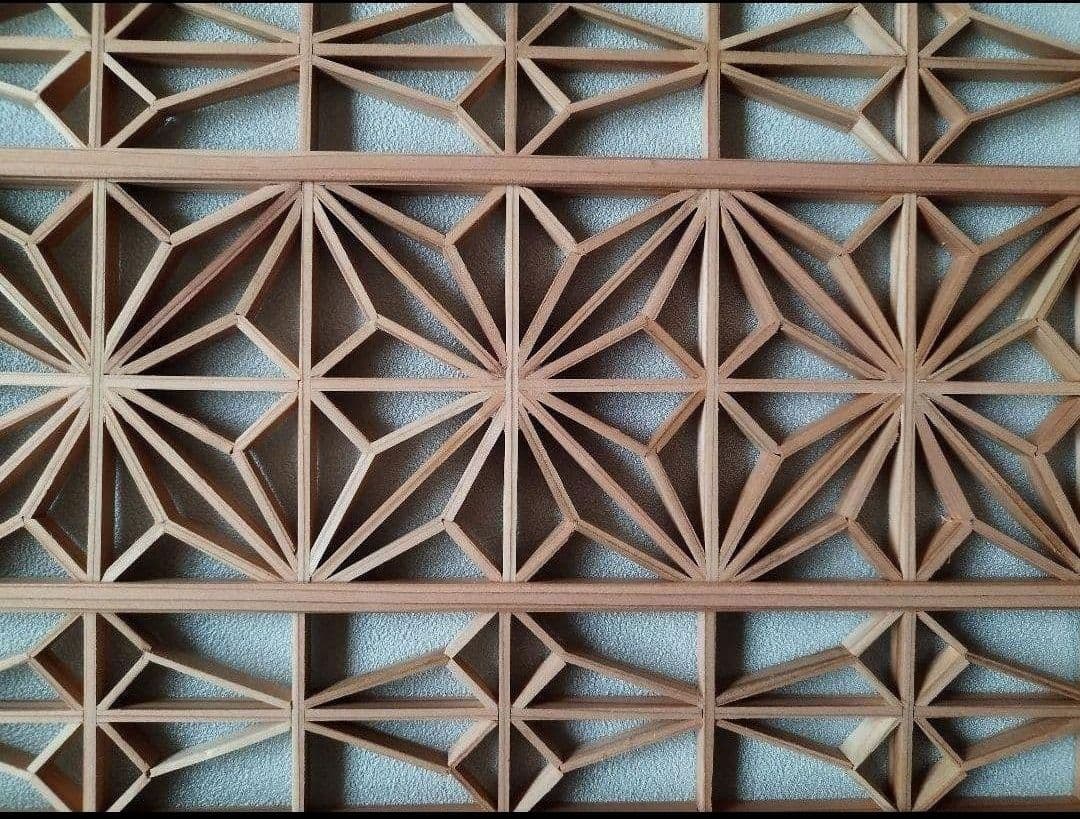 69❣️特価❣️ 麻の葉組子アクリル板入り2枚一組木製額縁