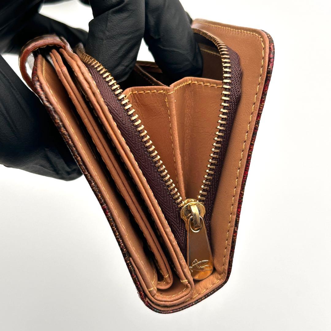 ✨美品✨ ETRO エトロ 二つ折り財布 レザー ラウンドファスナーペイズリー柄