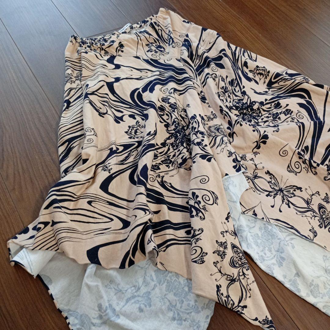 イッセイミヤケ コットン フラワープリント 変形 スカート