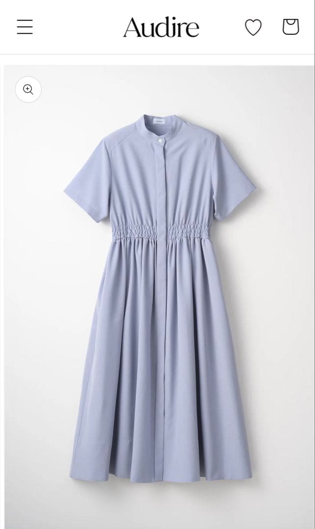 ワンピース Audire Shirring shirt dress(Blue gray)