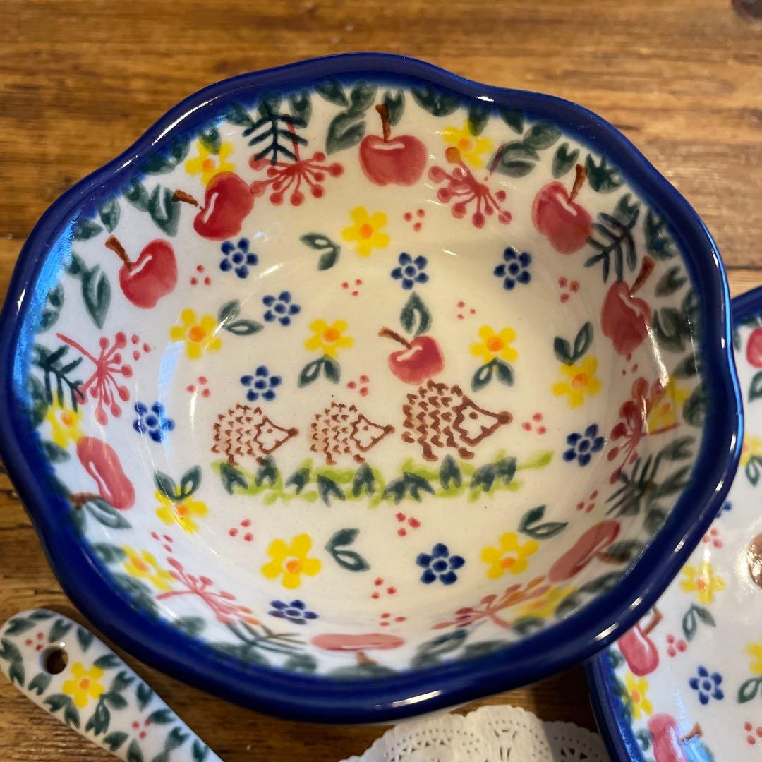 新品VENAポーランドポタリー可愛い大渋滞！ハリネズミの親子はりねずみ3点セット