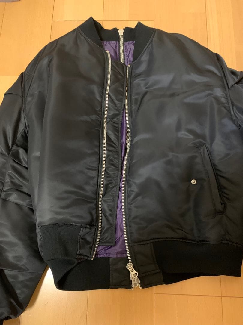 AMNJX MA-1ジャケット 黒紫 Mサイズ 平本蓮