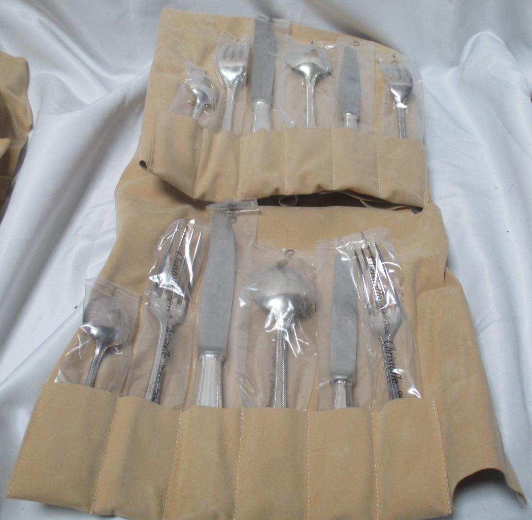 【新品未使用】クリストフル 12点カトラリーセット　革ケース付