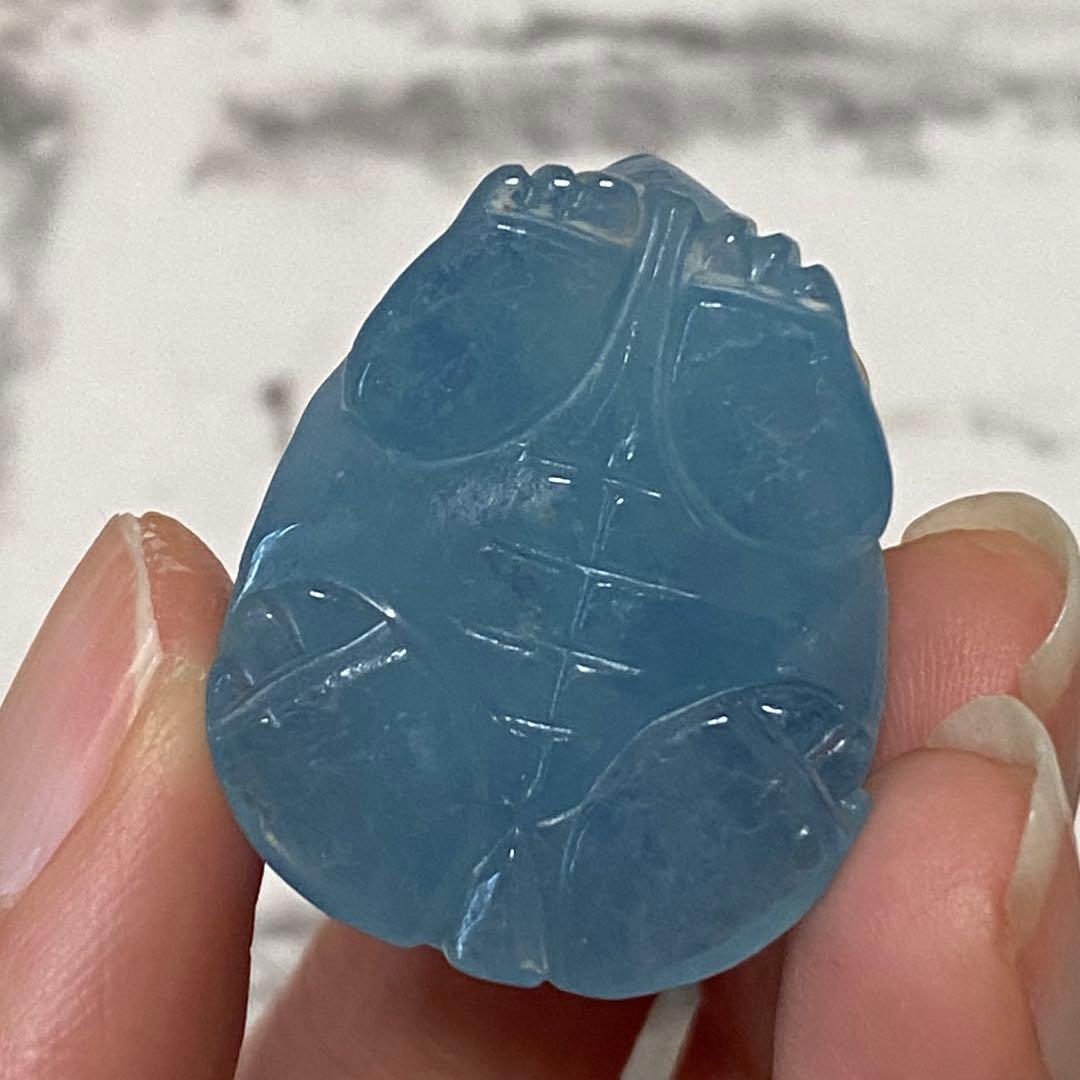 あ〜きゃん 【高品質 アクアマリン】 彫物 カービング