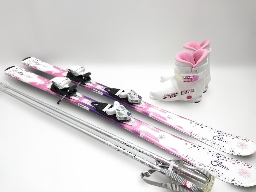 ジュニアスキー4点セット 女の子 エラン 130cm ブーツ 22cm ピンク
