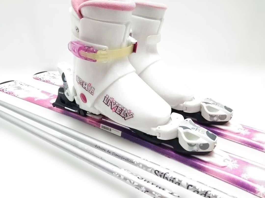 ジュニアスキー4点セット 女の子 エラン 130cm ブーツ 22cm ピンク