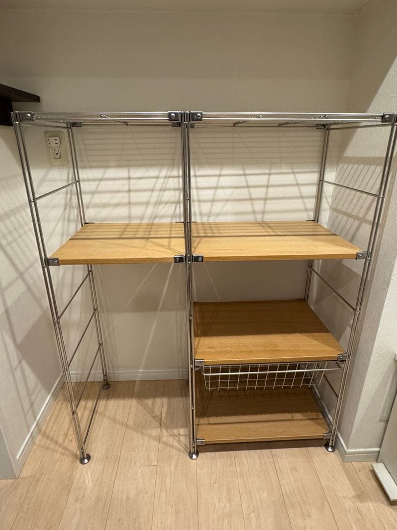 無印良品　ステンレスユニットシェルフ　ワイヤーバスケット付き