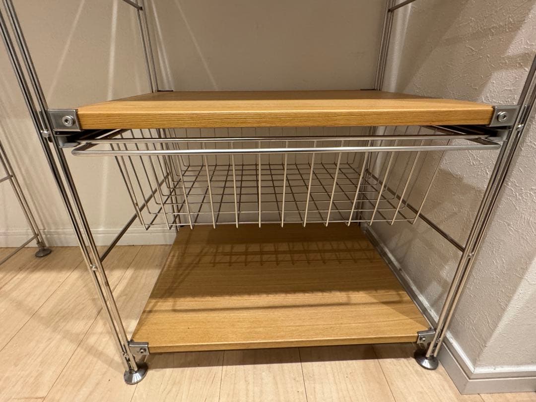 無印良品　ステンレスユニットシェルフ　ワイヤーバスケット付き