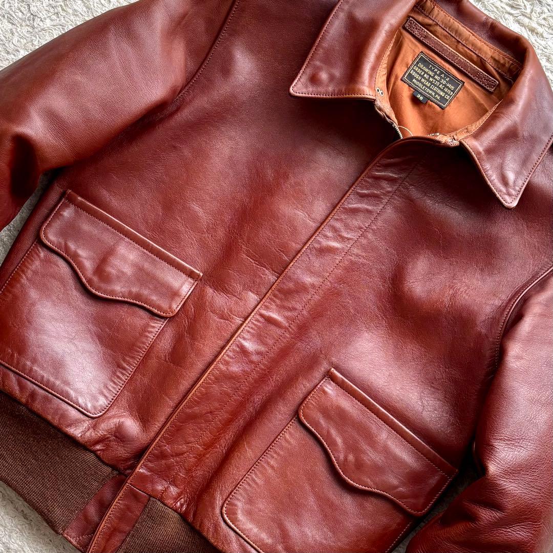 旧リアルマッコイズ A-2 フライトジャケット 実名復刻 ラセットブラウン 36