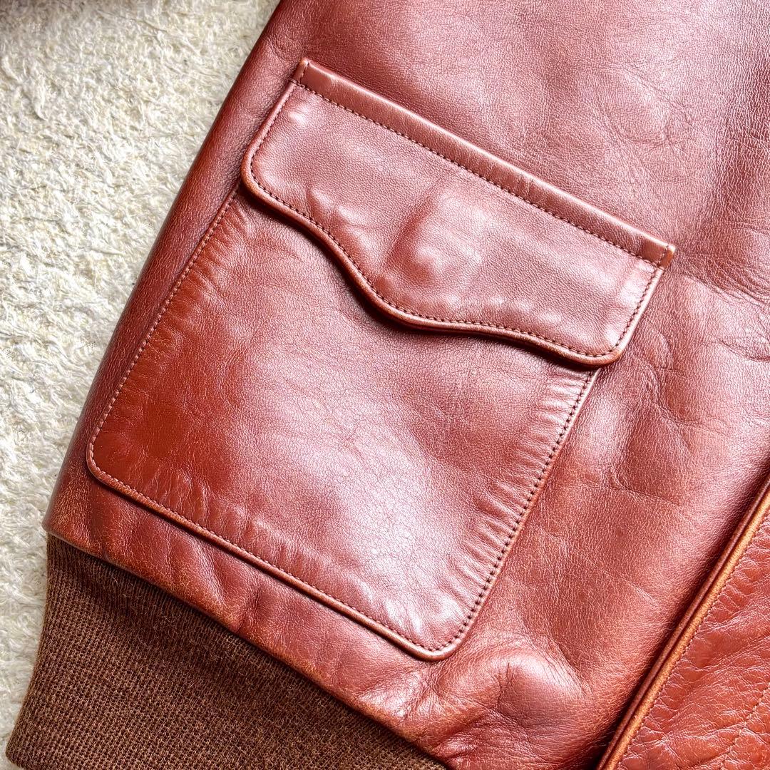 旧リアルマッコイズ A-2 フライトジャケット 実名復刻 ラセットブラウン 36