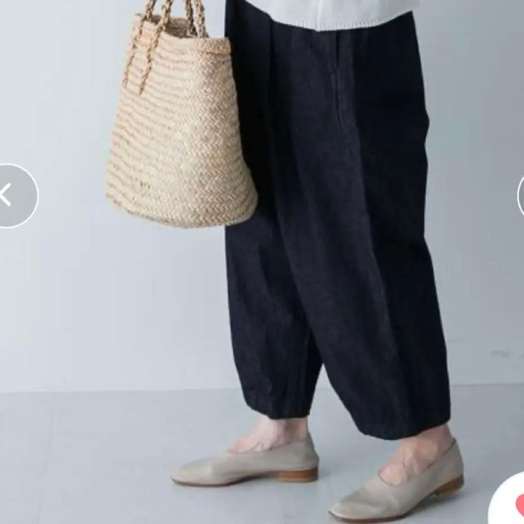 【美品】かぐれ デニムクロップドパンツ 濃紺 岡山 日本製