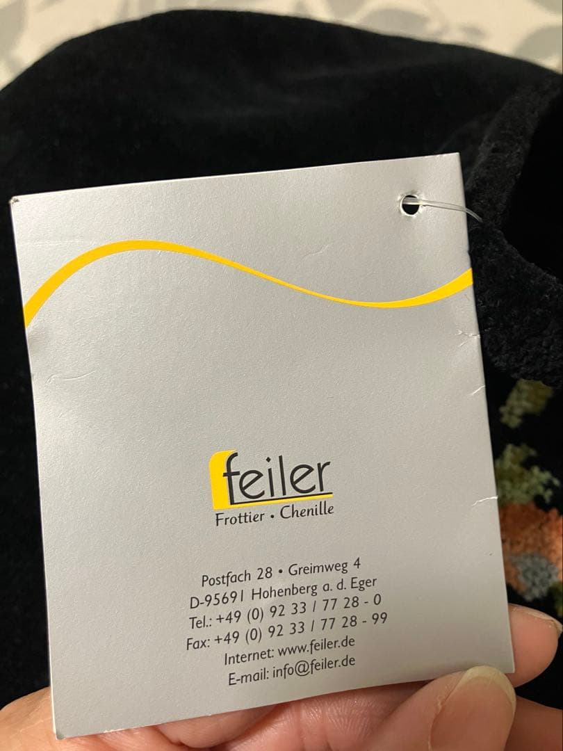 【新品タグ付き】FEILER　フェイラー　花柄刺繍エプロン ブラック