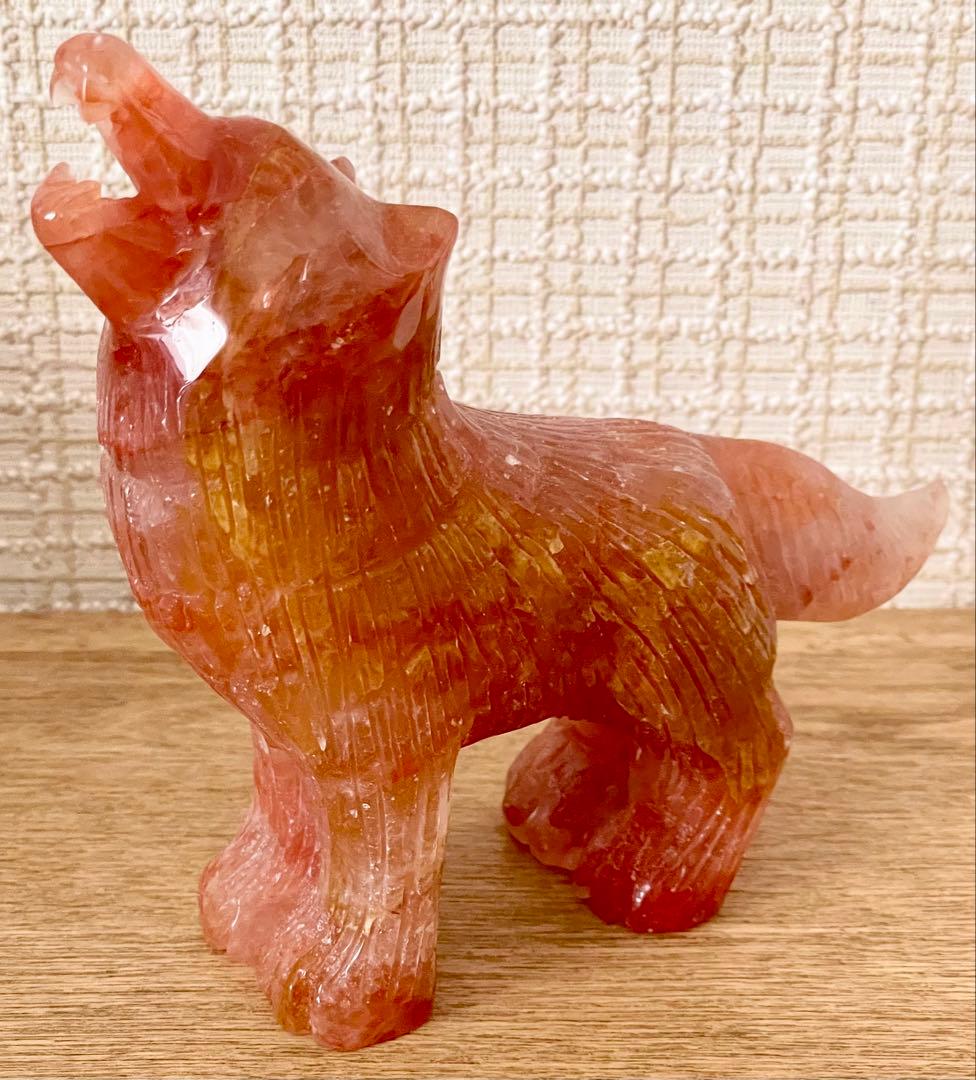 木霊石 レッドヘマタイトインクォーツ 大きな狼