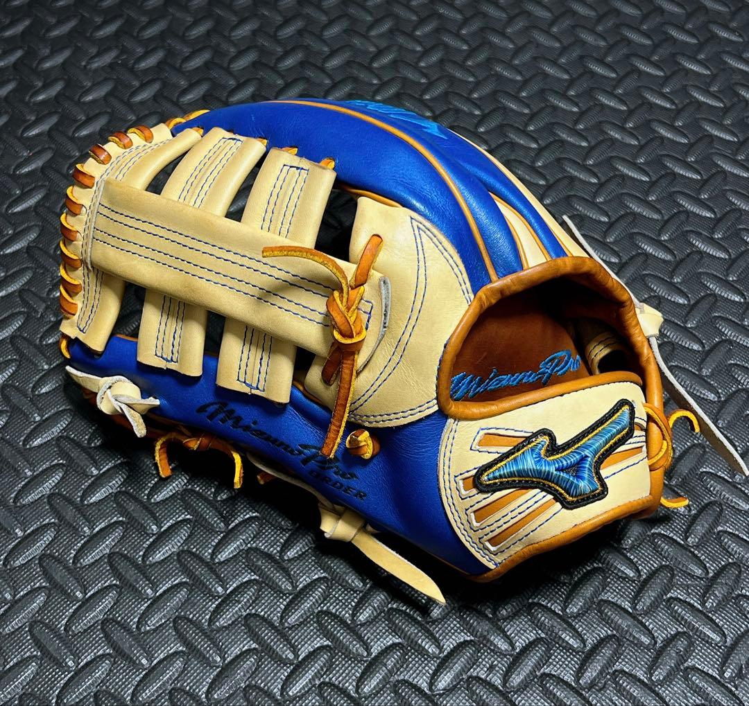 日本製 ミズノプロ オーダー 限定 ダイバーシティブルー 軟式 外野用 グローブ