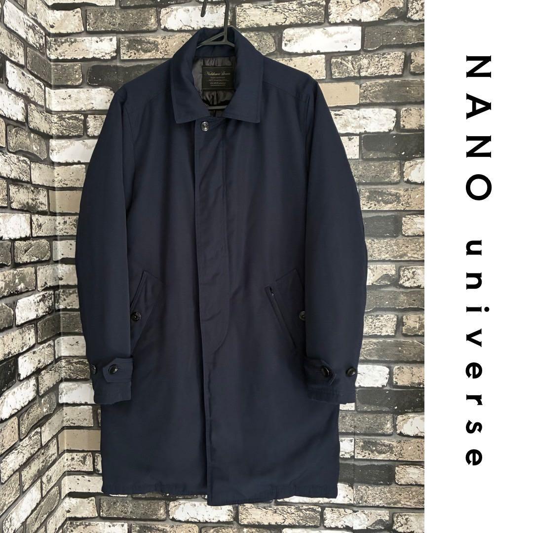 【美品】ナノユニバース 西川ダウン コラボ ステンカラー ダウンコート　ネイビー