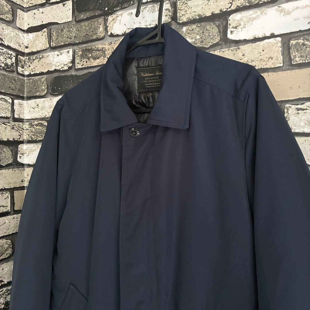 【美品】ナノユニバース 西川ダウン コラボ ステンカラー ダウンコート　ネイビー