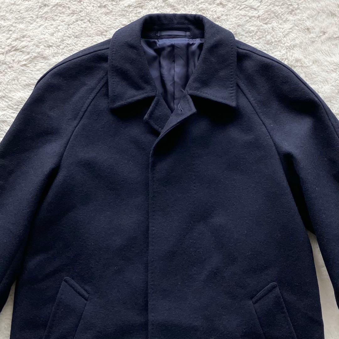 美品 リングヂャケット ウール メルトン ステンカラーコート ネイビー 46