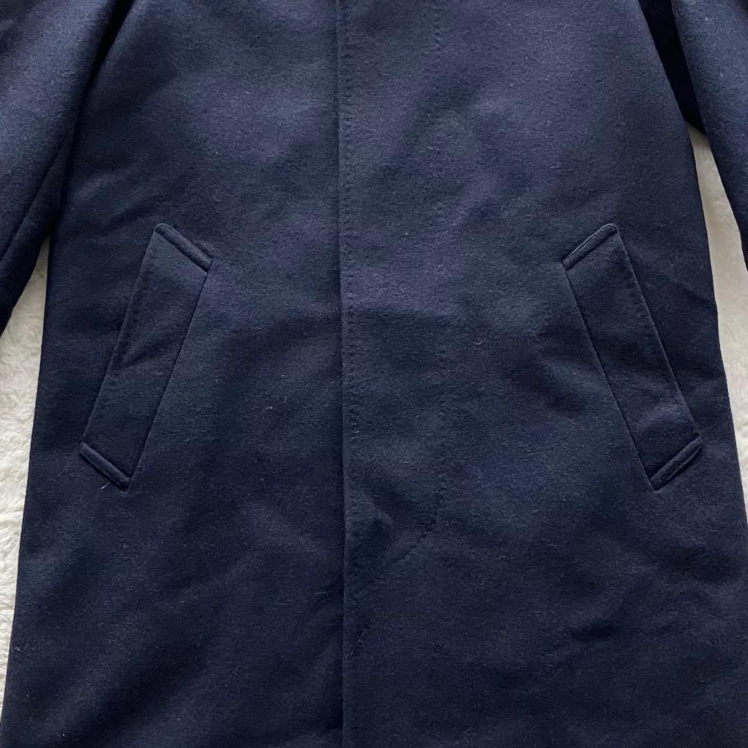 美品 リングヂャケット ウール メルトン ステンカラーコート ネイビー 46