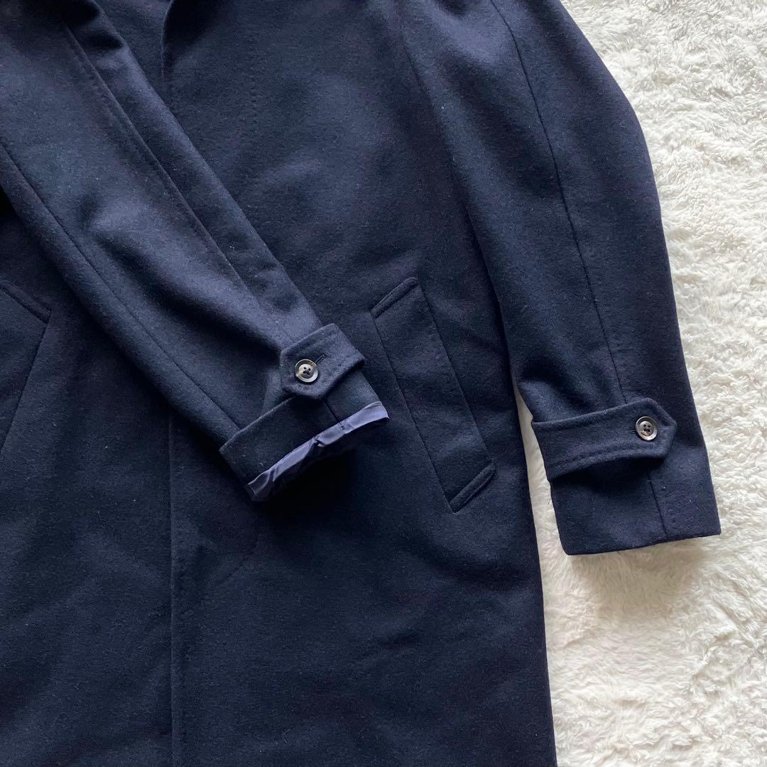 美品 リングヂャケット ウール メルトン ステンカラーコート ネイビー 46